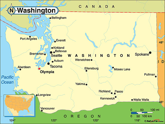 washington karta Washington | Fakta om Washington | Amerikanska Stater washington karta